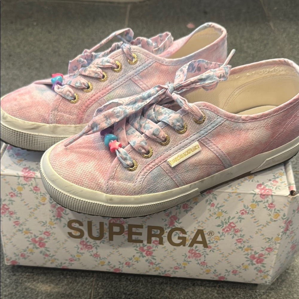Superga Pink and Blue Tie-Dye Sneakers